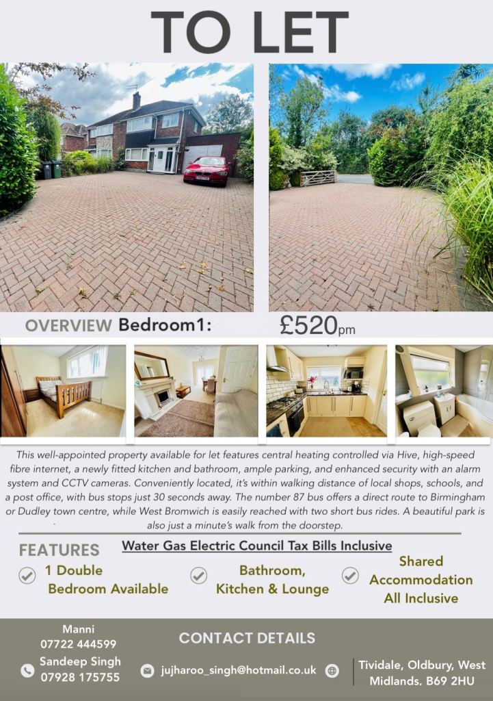 Property Available for Shared Let_Oldbury B69 2HU