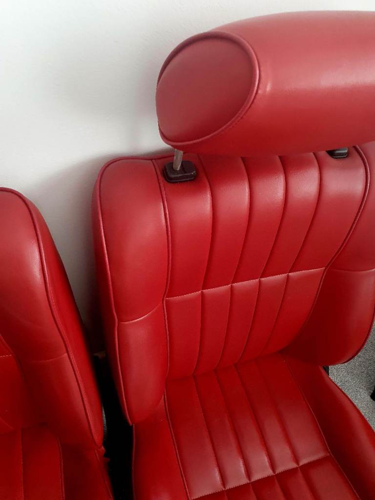 Pair of Red Leather Car Seats, as pictures