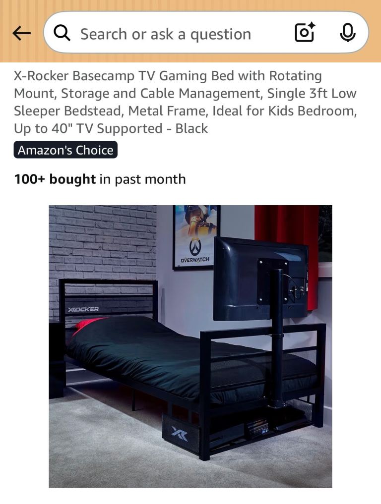 Single XRocker gaming bed with or without mattress