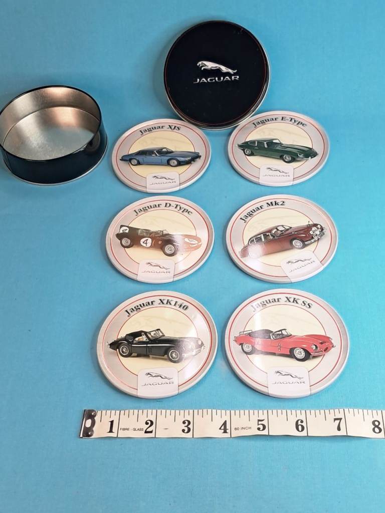 Jaguar Classic Car Coasters - Full Set with Tin