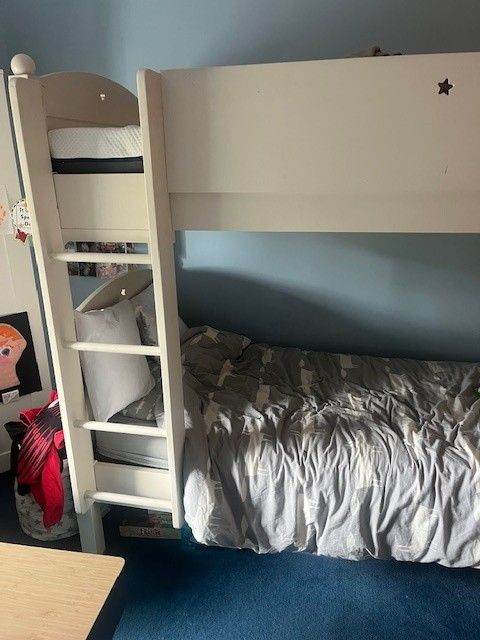 Bunk beds that can also be two single beds- Feather and Black (with two Emma matteresses)