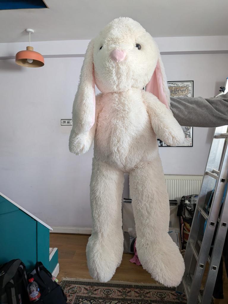 Giant White Bunny Soft Toy – Very Good Condition