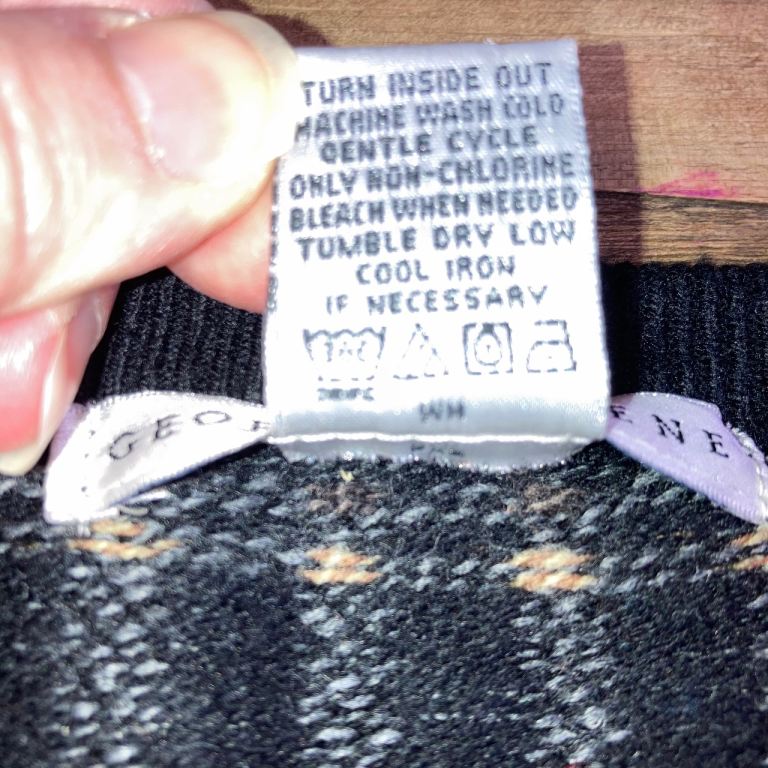 Geoffrey Beene Vintage Patterned Knit Jumper Black Men’s L