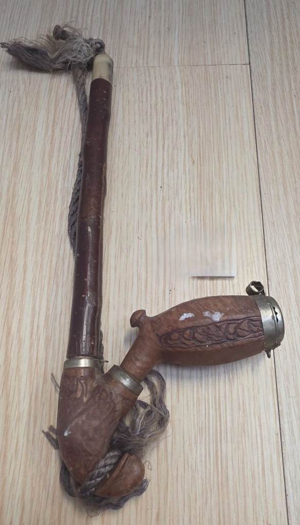 Vintage Wooden Estate Pipe Hand Carved German Black Forest with Rope