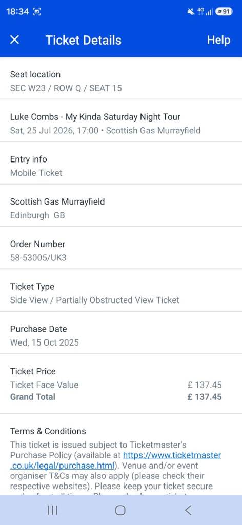 Luke Combs Edinburgh