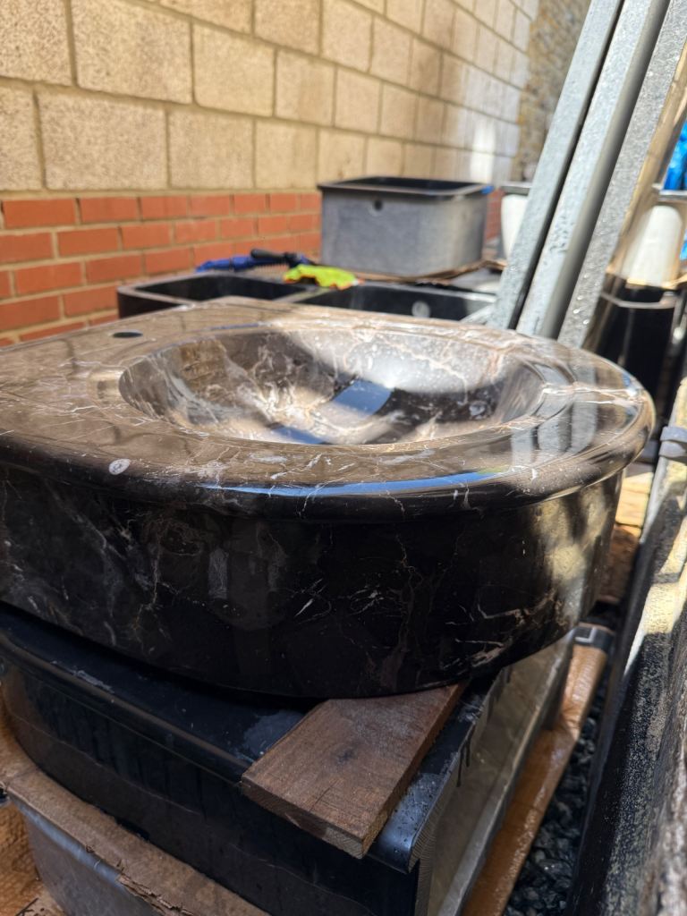 Marble bathroom sink.
