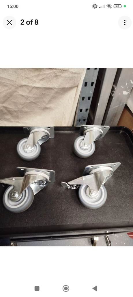 Wheels Grey Rubber Non-Marking Apparatus Plate Fitting Castors (Set of 4) 75mm