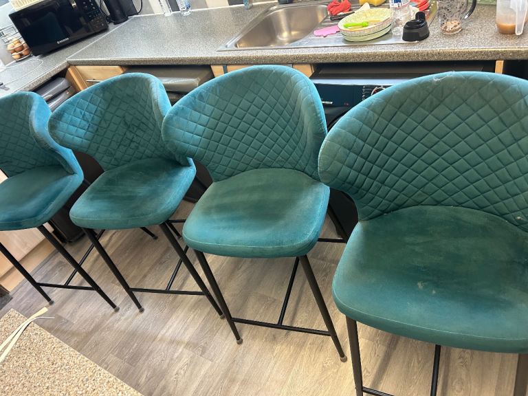 *SOLD*Set of 4 Teal Velvet Bar Stools – Good Condition | in Swanage ...