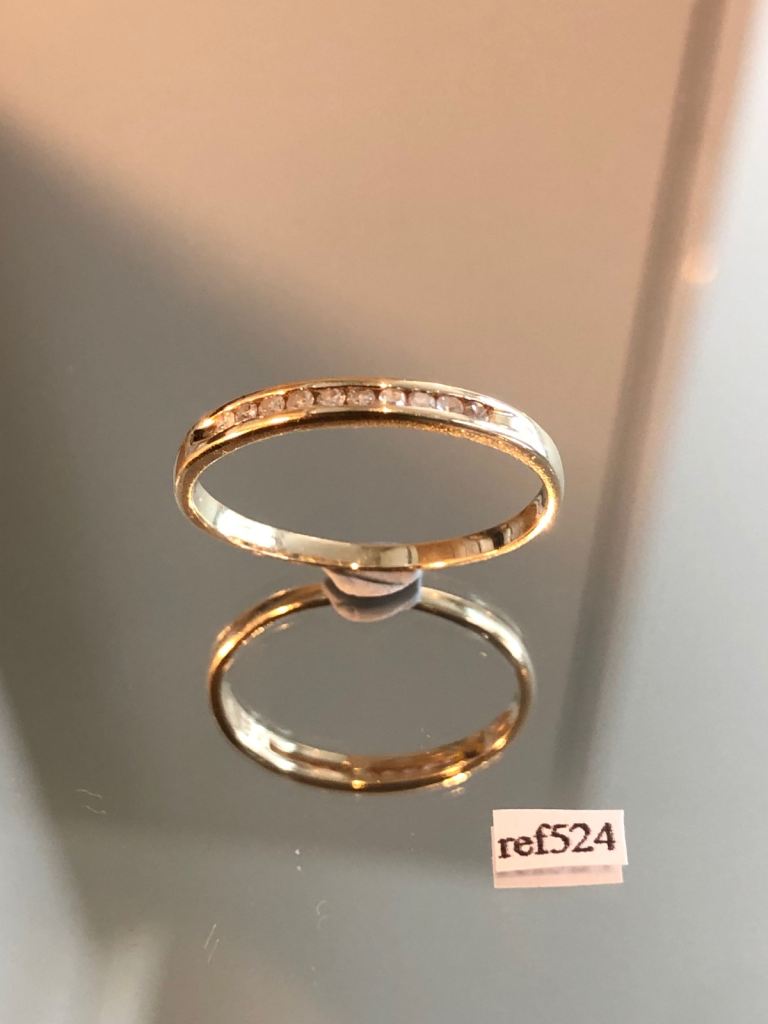 Diamond abd Solid Yellow Gold Wedding Band Hallmarked