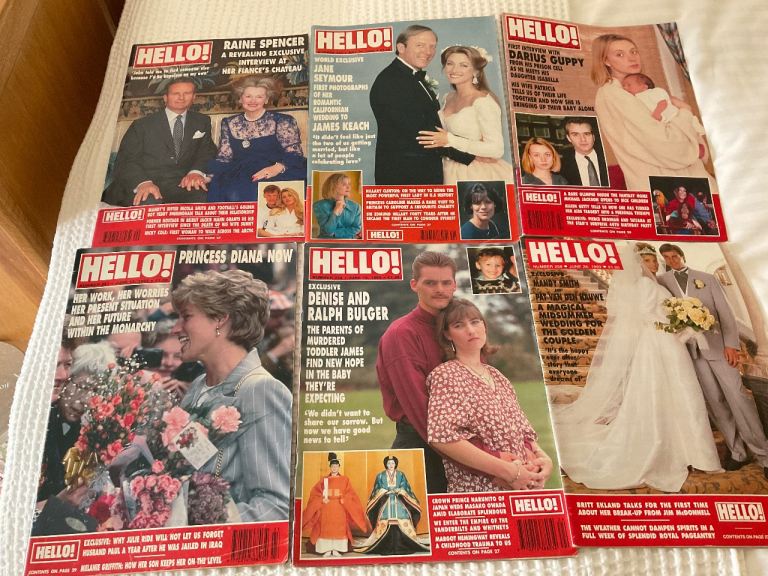 HELLO MAGAZINE Vintage 1990’s - 6 Copies. (Nos 254-259). VGC-.Lots of Celebrities/Royals etc 