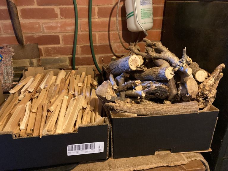 Banana boxes (2) dry kindling logs etc for wood burner/open fire