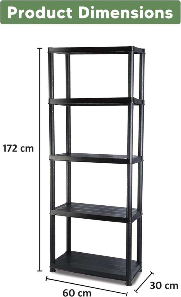 5 tier plastic storage shelving unit