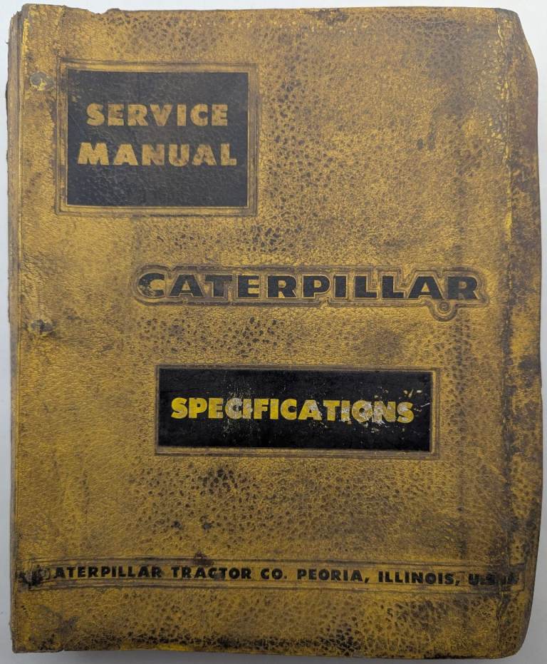 Original CAT Caterpillar Service Manual Specifications Folder, c 1960's (1)