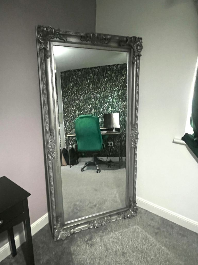 Large silver mirror - carved details 