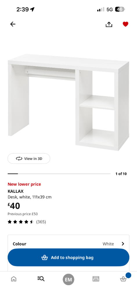 KALLAX White Desk with Integrated Shelving – Good Condition
