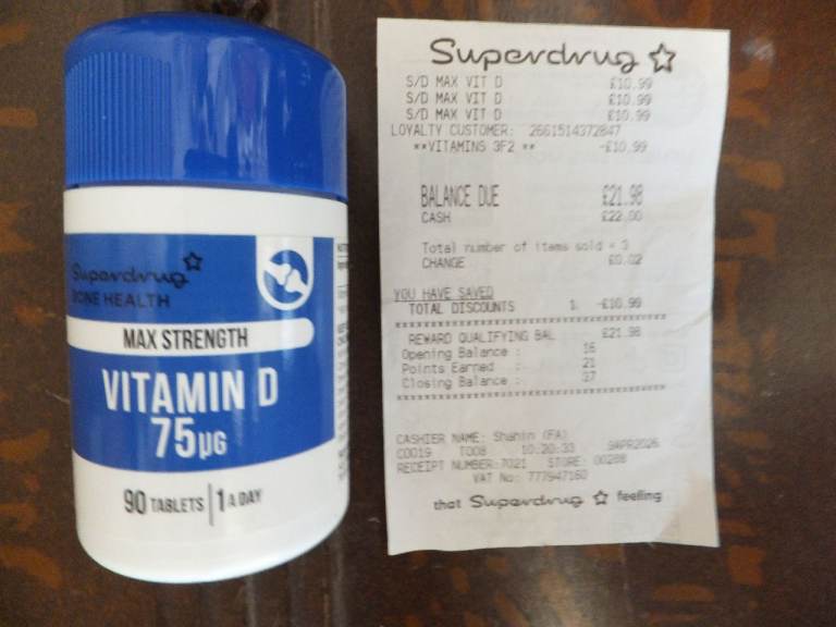 Vitamin Superdrug Max Strength Vitamin D 75µg – 90 Tablets. 3 New sealed boxes 