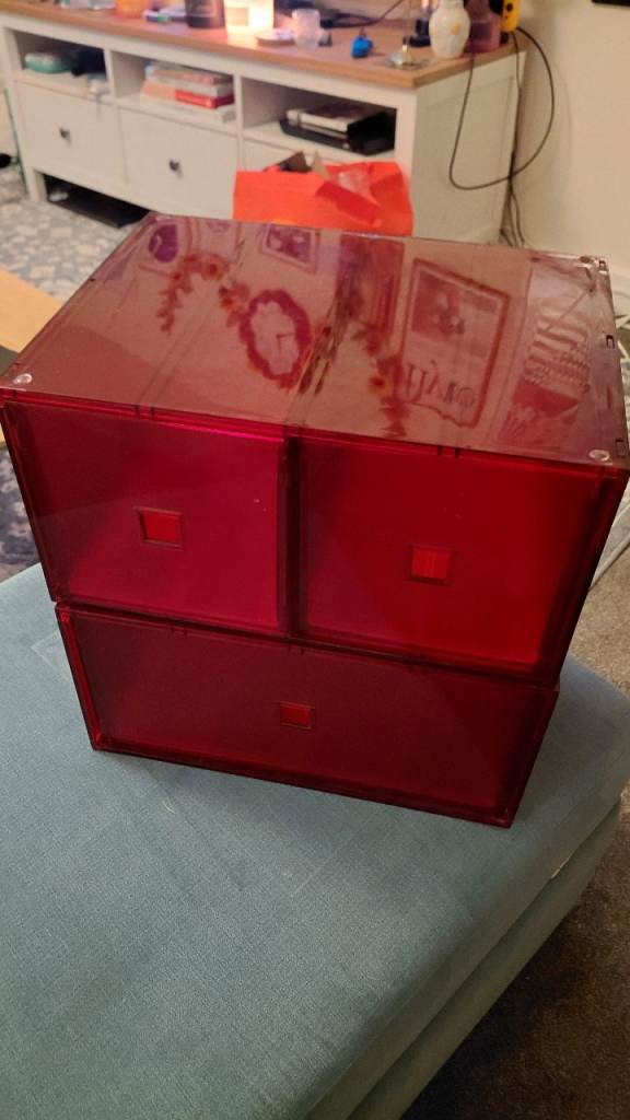 Red Plastic Storage Drawers – Good Condition