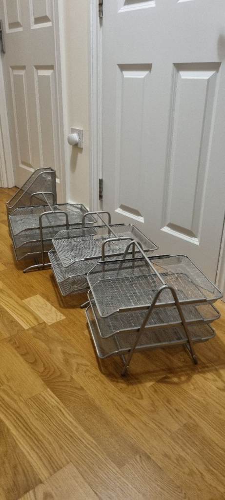 3x document desk sorter silver mesh