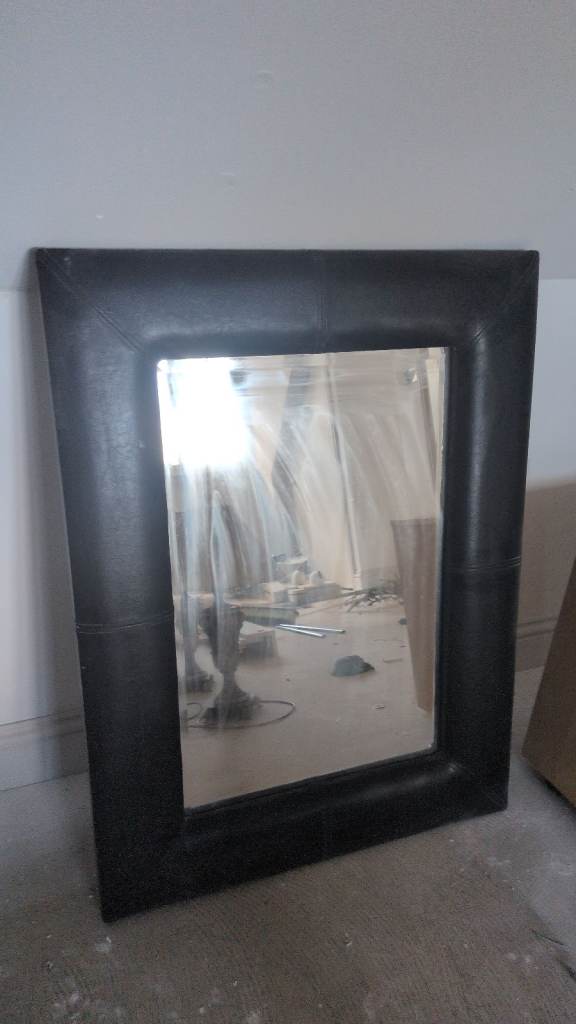 Leather edged mirror - 105 x 80cm