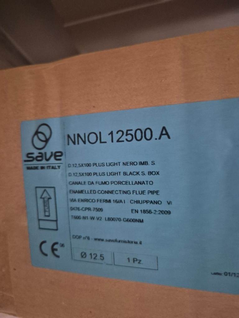 New Save Enamelled Connecting Flue Pipe 12.5cm Diameter, Black