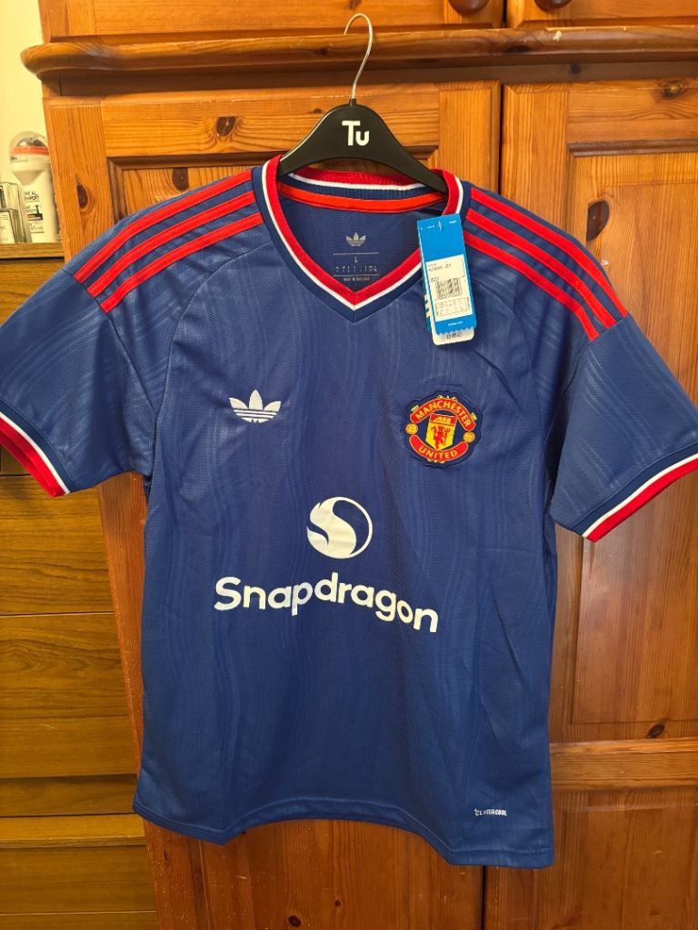 NEW Adidas Manchester United Away Shirt 2023/24 - Blue, Size L