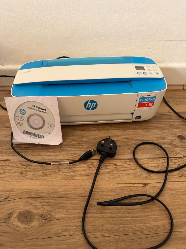 HP DeskJet 3700 All-in-One Printer – Blue & White, Good Condition