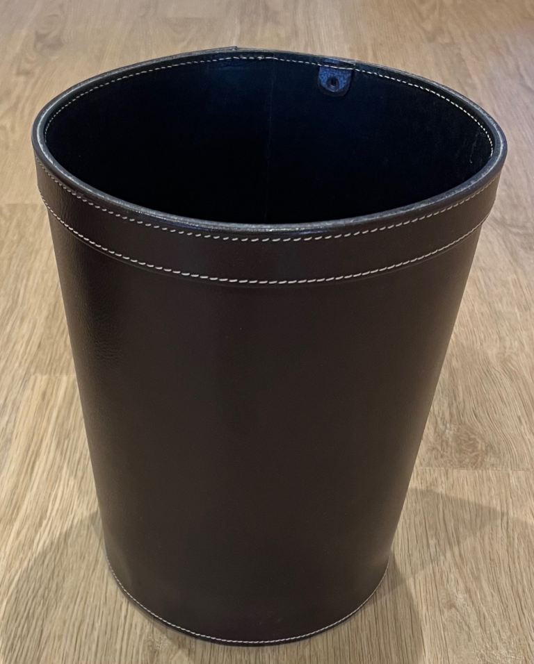 Leather bin and magazine rack