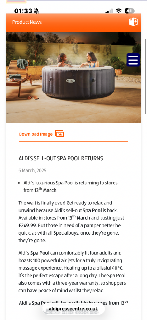 Aldi Intex Spa Pool Hot Tub - Seats 2-4 Adults