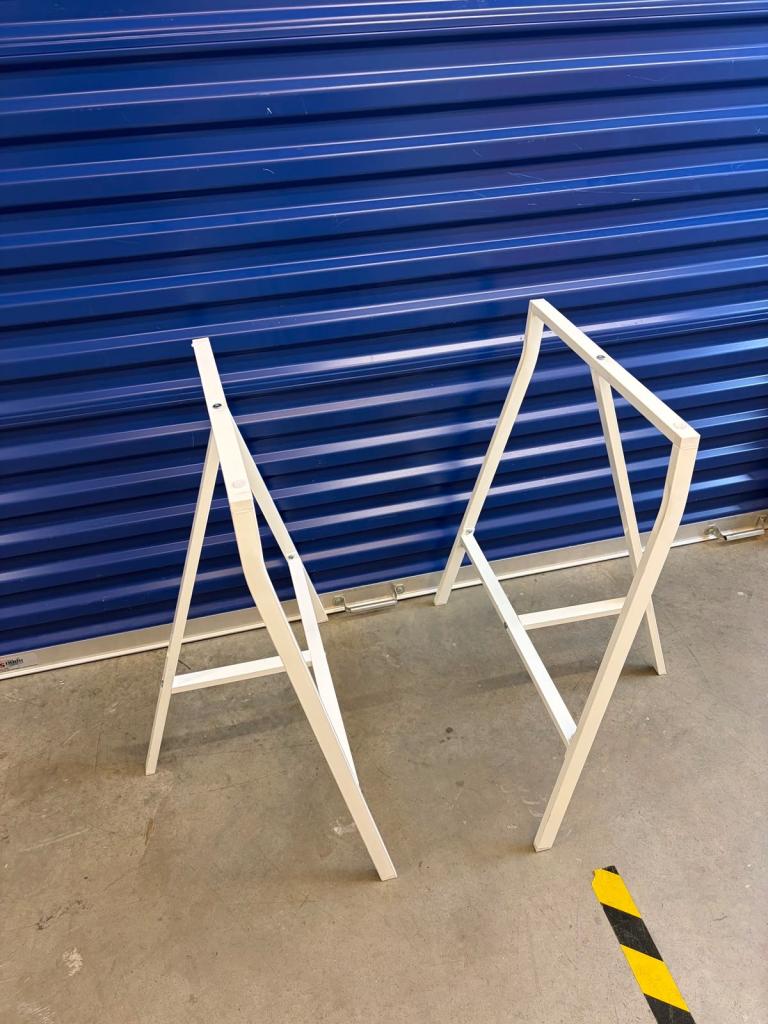 Pair of vintage IKEA White Metal Trestle Legs - Good Condition
