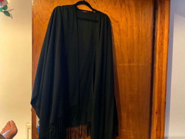 image for BLACK SHAWL, never worn wardrobe find, in IMMACULATE CLEAN CONDITION thanks.