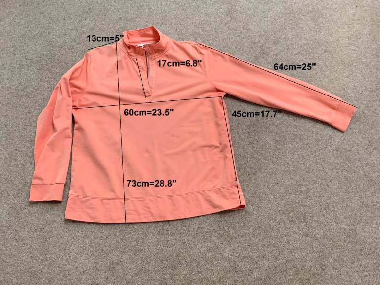 White Stuff Cotton Tunic Shirt Long Sleeve Popover Jersey Top Size 18 Mid Coral