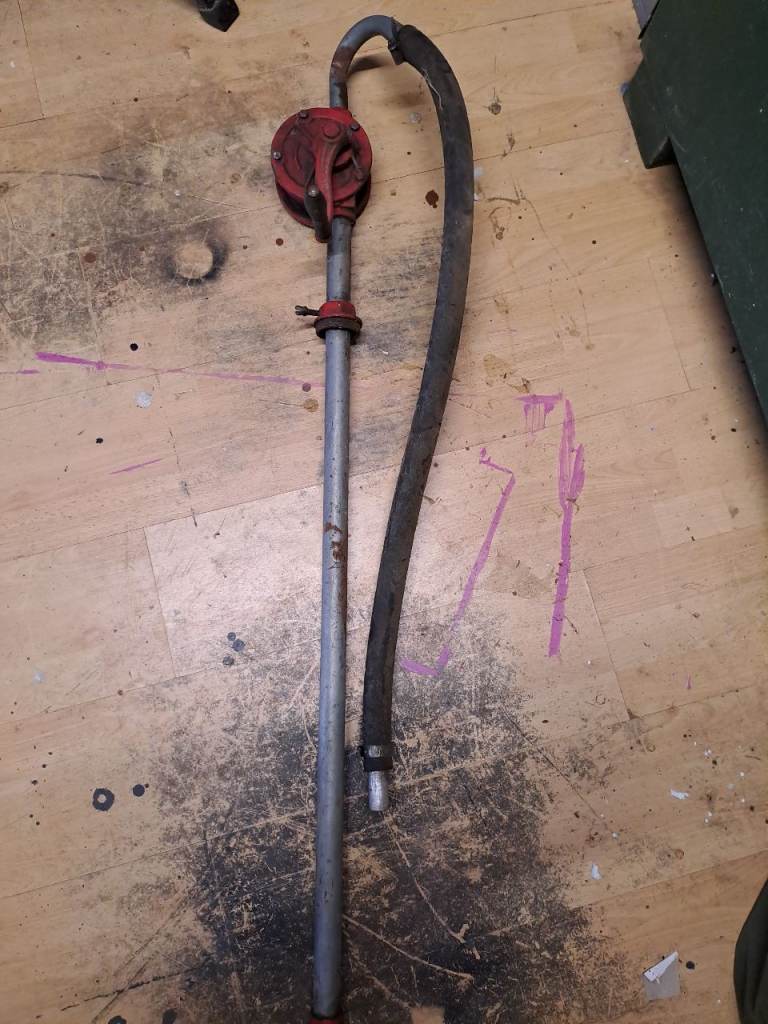 Manual Barrel Pump with Hose – Fair Condition