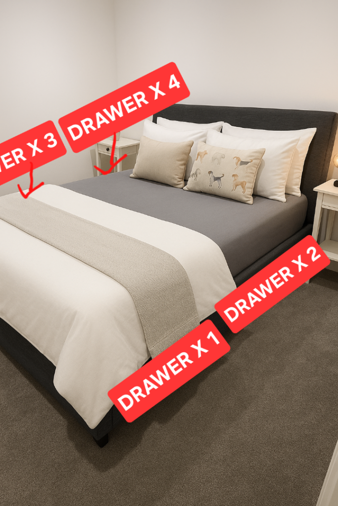 image for King Size Frame with 4 x drawers 