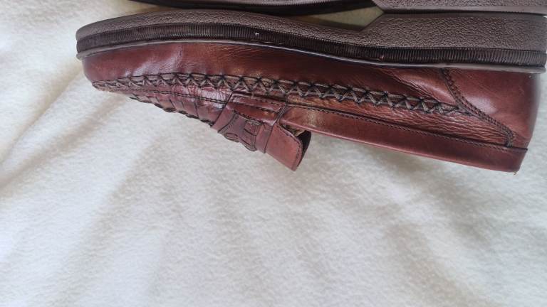 Hush Puppies brown leather slip in moccasins shoes uk6 excellent condition