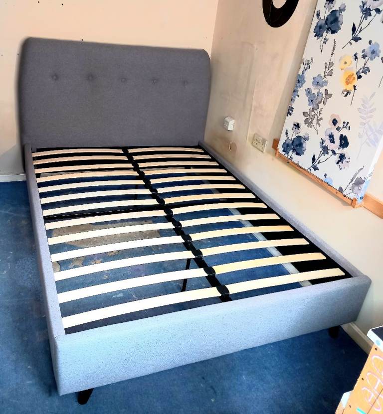 LOFT Emmie Grey Fabric Double Bed Frame