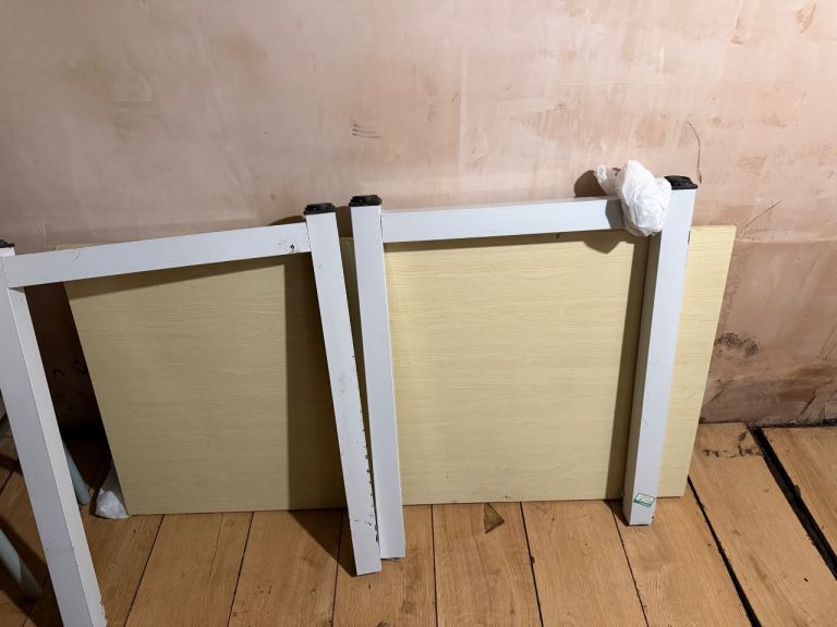 Metal Table Legs & Wooden Tops - Fair Condition