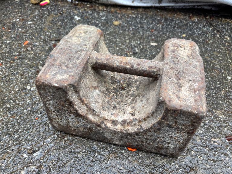Vintage 56lb Cast Iron Scale Weight – Original Antique Piece