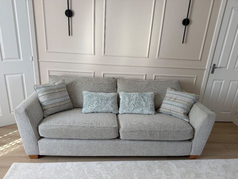 DFS Grey Fabric 2-Seater Sofa and Armchair Set – Good Condition