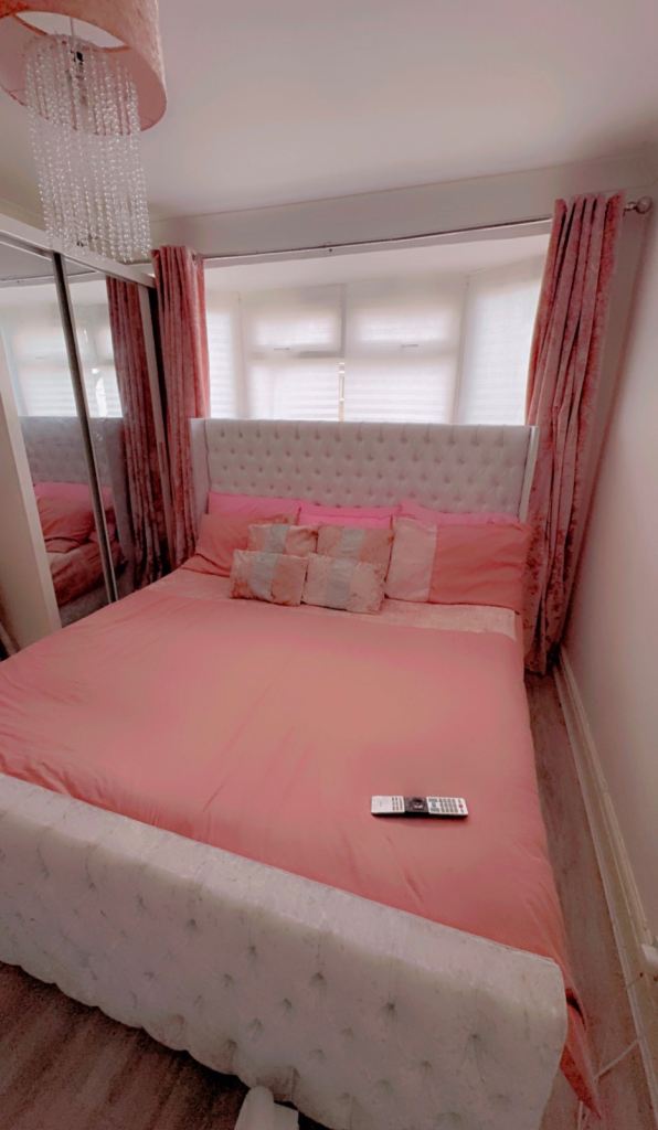 Super king bed with mattress and 2 x extra large wardrobe 