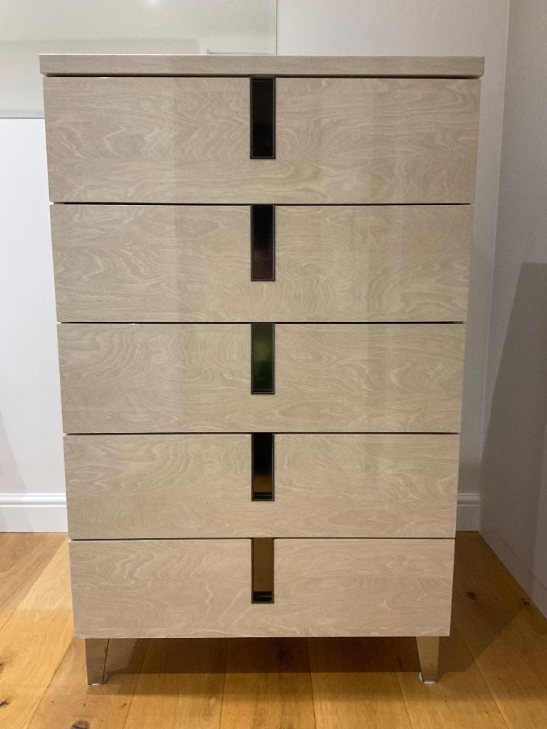 Fishpools Italian Tallboy Drawer in beige marble high gloss