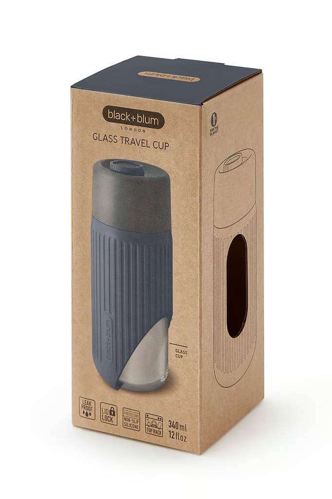 NEW BLACK+BLUM GLASS TRAVEL CUP IN ORIGINAL PACKAGING
