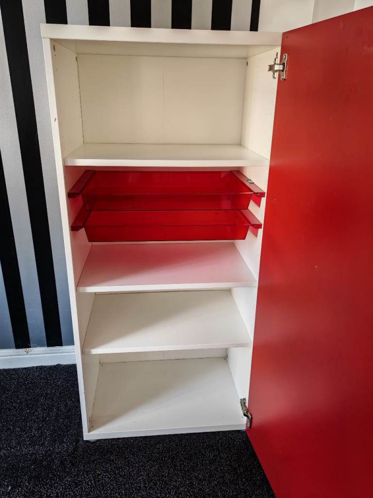 IKEA Besta unit With Red Gloss Door, 3 Shelves & 2 drawers FREE DELIVERY 169