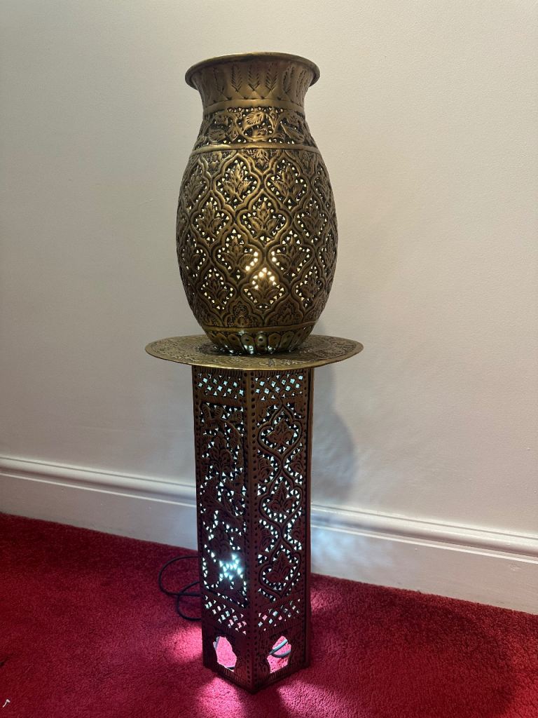 Large Handcrafted Moroccan Metal Floor Lamp – Statement Piece