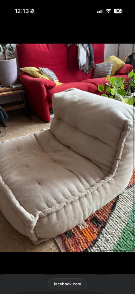 Comfy Beige Floor Cushion / Low Sofa – Good Condition
