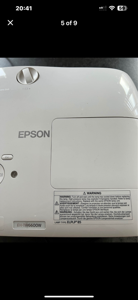 EH-TW6600W HD WIRELESS 3D HOME CINEMA PROJECTOR LIKE NEW ONLY 168 HOURS ON THE BULB