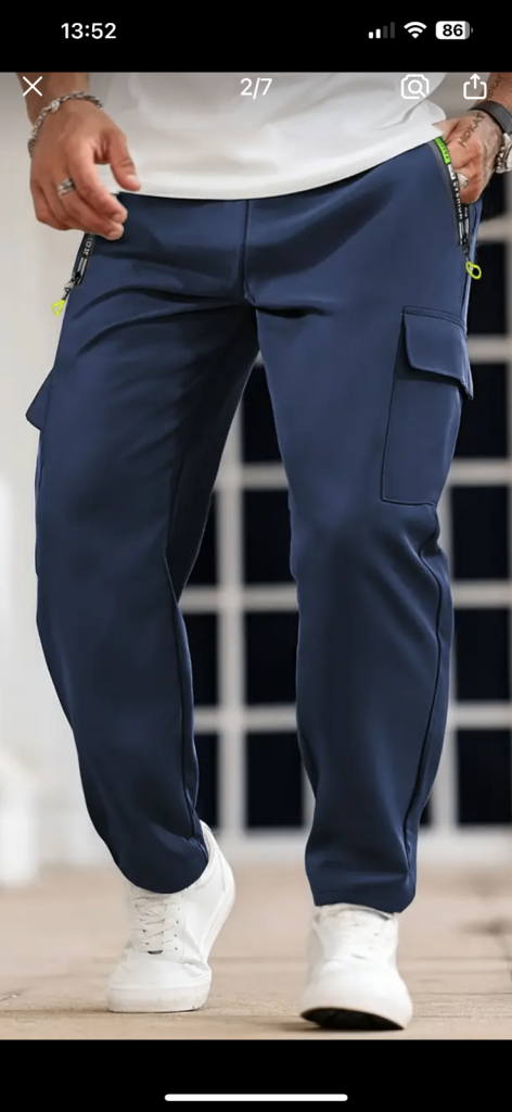 Mens navy elasticated combat trousers size large and xx large