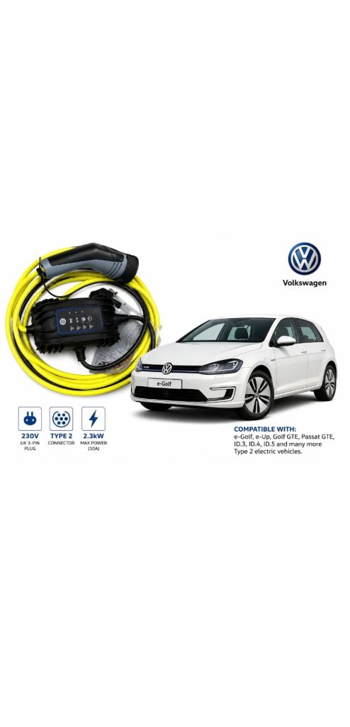 Genuine Volkswagen EV Type 2 Charging Cable 3 Pin/Granny UK Home Charger