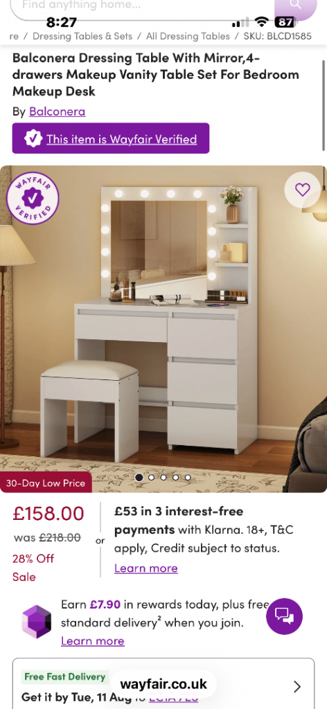 Gorgeous dressing table for sale!