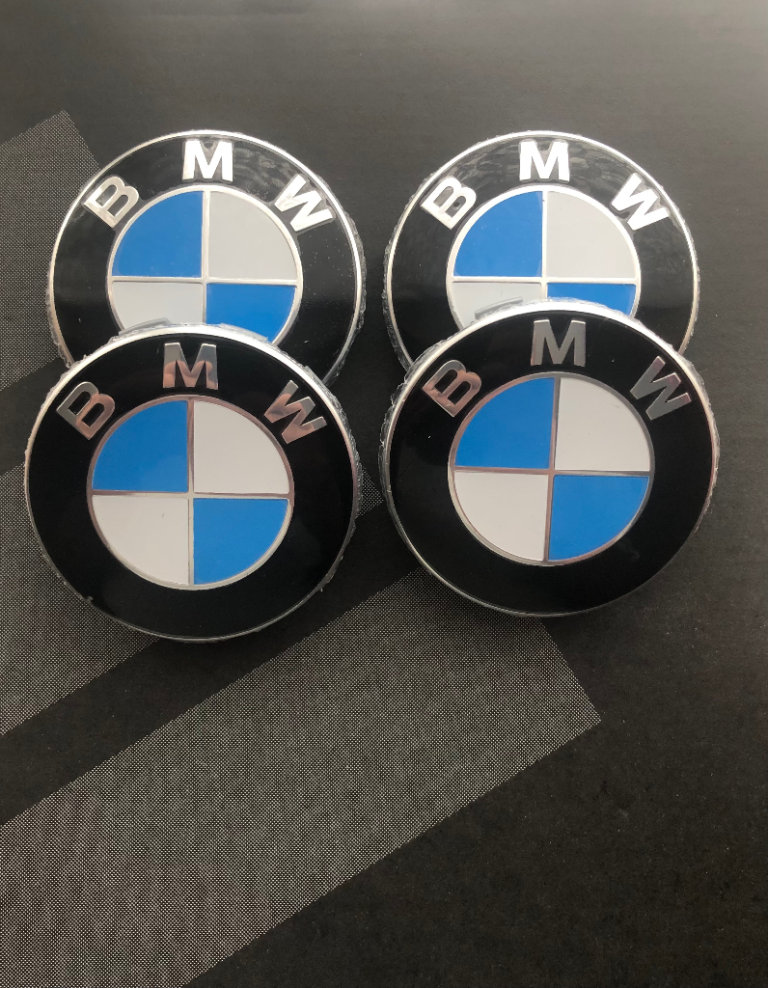 Blue & White BMW Alloy Wheel Centre Caps 68 MM Brand New