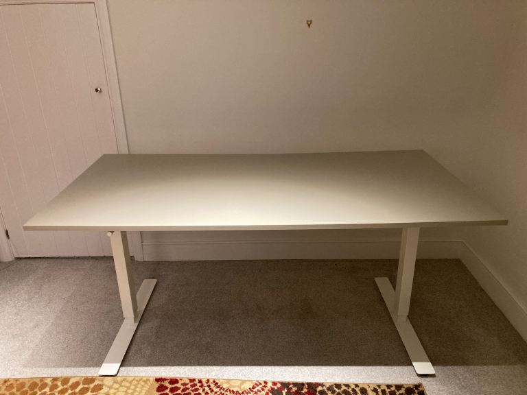 Ikea TROTTEN Desk sit/stand, beige/white, 160x80 cm